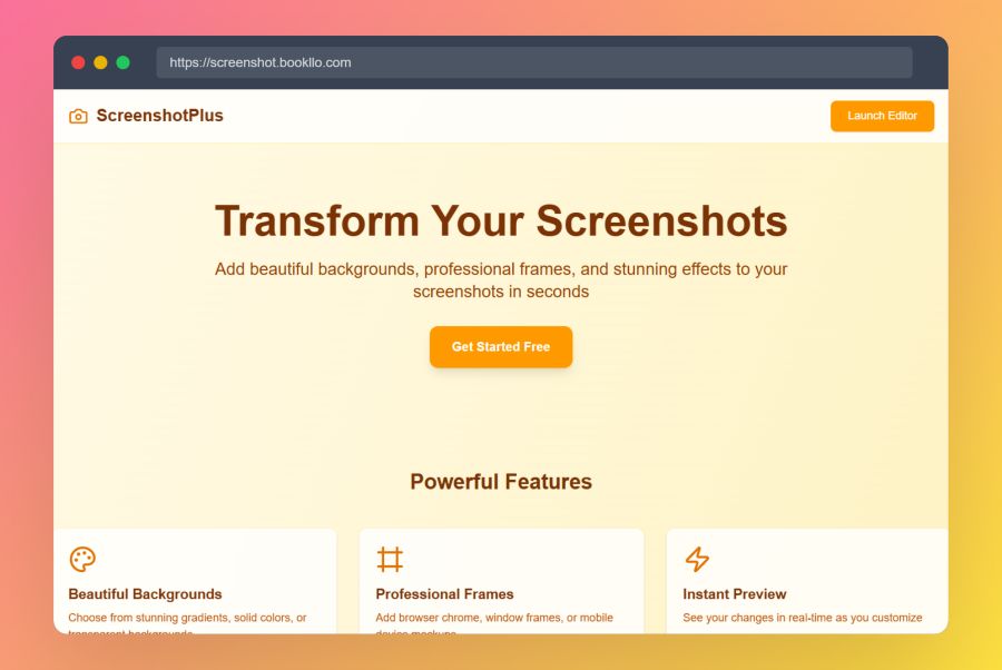 ScreenshotPlus - Beautiful Screenshot Editor | Add Backgrounds & Frames